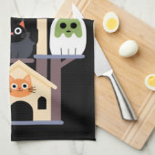 Linge De Cuisine Drôle Cat Horror Movies mignon Halloween Cat Kitty (Quart Plié)