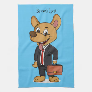 Linge De Cuisine Drôle chien en costume d'entreprise dessin animé