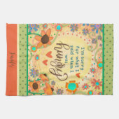 Linge De Cuisine Drôle Citation faim Floral Nom du coeur Cuisine (Horizontal)