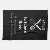 Linge De Cuisine Drôle citations personnalisées noir et blanc moder (Horizontal)