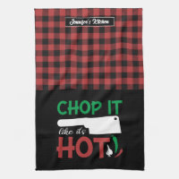 Drôle Cuisine Pun Chop It Like It's Hot Red Plaid