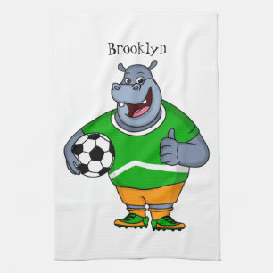 Linge De Cuisine Drôle de joueur de football hippo dessin humoristi