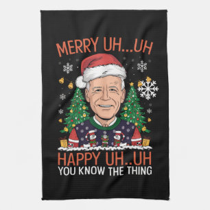Linge De Cuisine Drôle de Père Noël Joe Biden Joyeux Euh Euh Noël L
