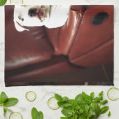 Linge De Cuisine drôle de pit bull chien sur le canapé (Plié)