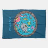 Linge De Cuisine Drôle des créatures marines sous l'eau dessin anim (Horizontal)