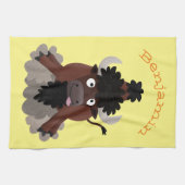 Linge De Cuisine Drôle dessin animé de bison de buffle (Horizontal)