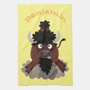 Linge De Cuisine Drôle dessin animé de bison de buffle