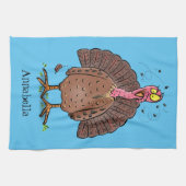 Linge De Cuisine Drôle dinde marron de la ferme avec des mouches de (Horizontal)