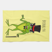 Linge De Cuisine Drôle grenouille avec chapeau dessus dessin animé (Horizontal)
