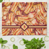 Linge De Cuisine Drôle Monogram Bacon Gag Cadeau  (Plié)