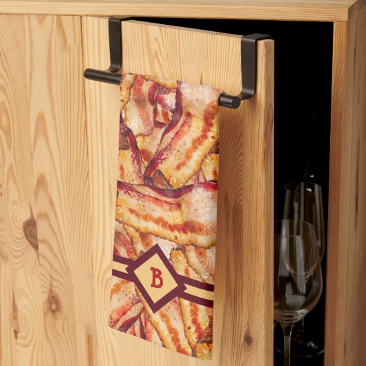 Linge De Cuisine Drôle Monogram Bacon Gag Cadeau  (Pliage en tiers)