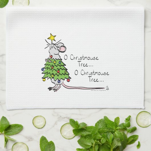 Linge De Cuisine Drôle Noël mignon Souris Arbre Cartoon (Plié)