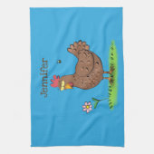 Linge De Cuisine Drôle poulet rustique whimsical dessin animé (Vertical)
