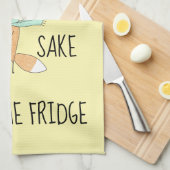 Linge De Cuisine Drôle Pour Le Saumon De Renard Fermer Le Frigo (Quart Plié)