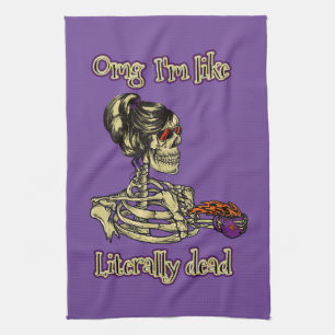 Linge De Cuisine Drôle Skeleton Boire Je suis littéralement Dead Co