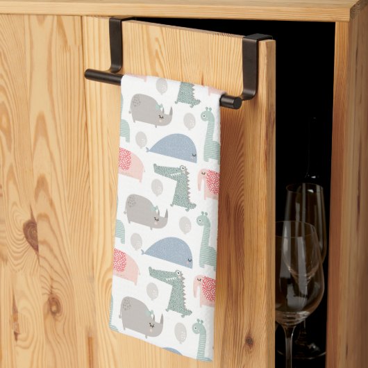Linge De Cuisine Drôle Visage mignon Doodle Motif animal (Pliage en tiers)