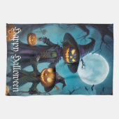 Linge De Cuisine Duo de citrouilles Halloween effrayant (Horizontal)