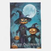 Linge De Cuisine Duo de citrouilles Halloween effrayant (Vertical)