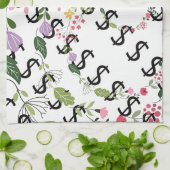 Linge De Cuisine Duo Tone Dollar $ign Fleurs Blanches (Plié)