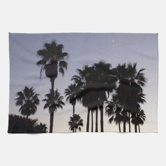 Linge De Cuisine Dusk avec palmiers Scène tropicale (Horizontal)