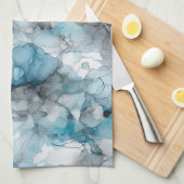 Linge De Cuisine Dusk Blue Grey Alcool Liquide Encre Épersion (Quart Plié)