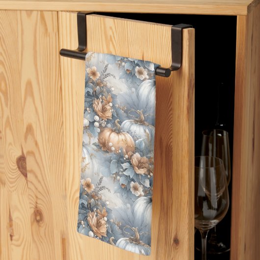 Linge De Cuisine Dusty Blue et Rustic Orange Conception Citrouille  (Pliage en tiers)