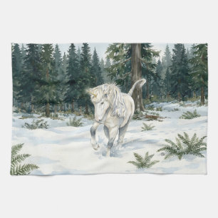 Linge De Cuisine Dyfra Licorne Islandaise Jouant dans la Forêt Enne