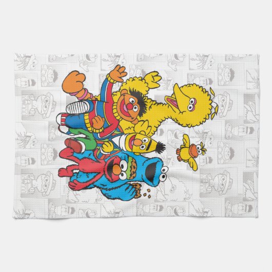 Linge De Cuisine E est pour Elmo | Ajouter Votre Nom (Horizontal)