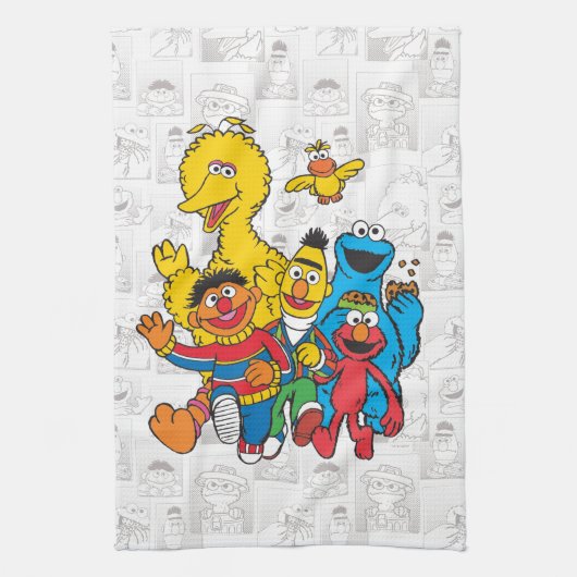 Linge De Cuisine E est pour Elmo | Ajouter Votre Nom (Vertical)