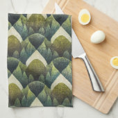 Linge De Cuisine Earthy Green Art Deco Fan Pattern (5) (Quart Plié)