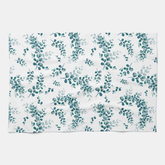 Linge De Cuisine Eau-couleur eucalyptus verdure (Horizontal)