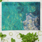 Linge De Cuisine Eau océanique turquoise (Plié)