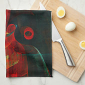 Linge De Cuisine Eau Orange Rouge Bleu moderne Art Abstrait Motif (Quart Plié)