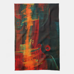 Linge De Cuisine Eau Orange Rouge Bleu moderne Art Abstrait Motif