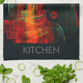 Linge De Cuisine Eau Orange Rouge Bleu moderne Art Abstrait Motif (Plié)