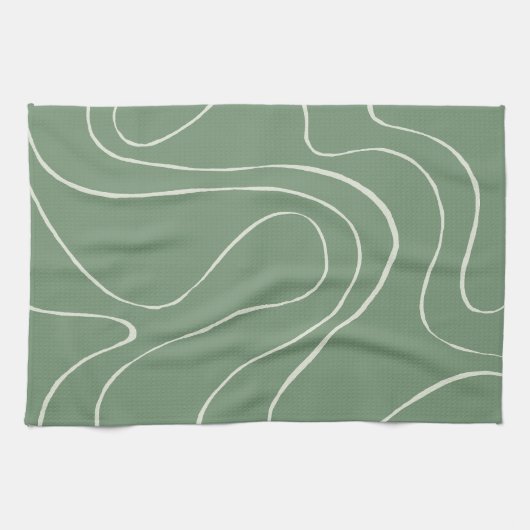 Linge De Cuisine Ebb et flux 2 en vert (Horizontal)