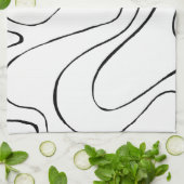 Linge De Cuisine Ebb et flux 2 - Noir et blanc (Plié)