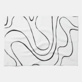 Linge De Cuisine Ebb et flux 2 - Noir et blanc (Horizontal)