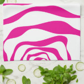 Linge De Cuisine Ebb et flux 4 en Magenta et Blanc (Plié)