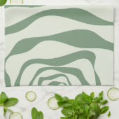 Linge De Cuisine Ebb et flux 4 en vert (Plié)