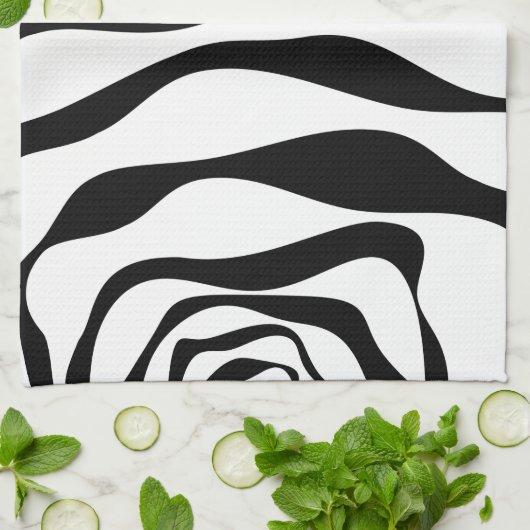 Linge De Cuisine Ebb et flux 4 - Noir et blanc (Plié)