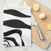 Linge De Cuisine Ebb et flux 4 - Noir et blanc (Quart Plié)