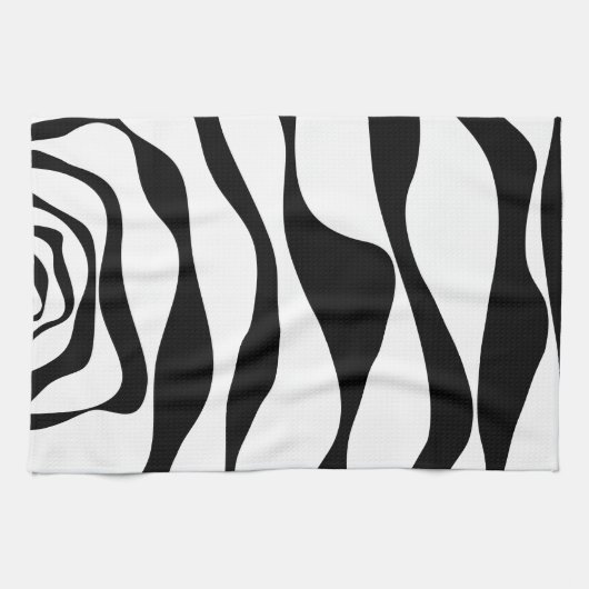 Linge De Cuisine Ebb et flux 4 - Noir et blanc (Horizontal)