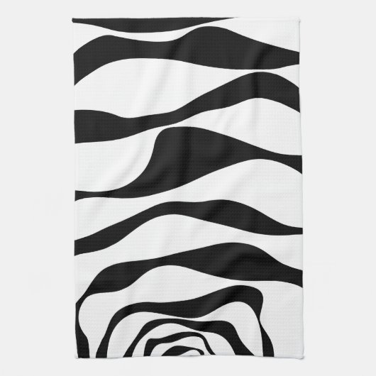 Linge De Cuisine Ebb et flux 4 - Noir et blanc (Vertical)