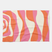 Linge De Cuisine Ebb et flux 4 - rose, orange et crème (Horizontal)