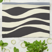 Linge De Cuisine Ebb et flux en noir, gris et crème (Plié)