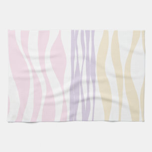 Linge De Cuisine Ebb et flux - rose pastel, jaune et violet