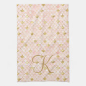 Linge De Cuisine Écaille de sirène rose blush or Script Monogramme  (Vertical)
