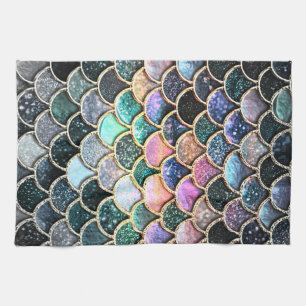 Linge De Cuisine Écailles de sirène argentées Luxeuses