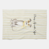 Linge De Cuisine Écharpe jaune doux Chien blanc (Horizontal)